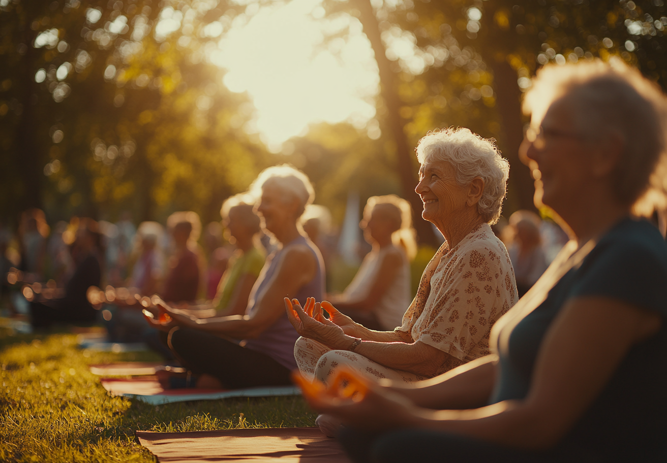 Літній майстер йоги в медитативній позі